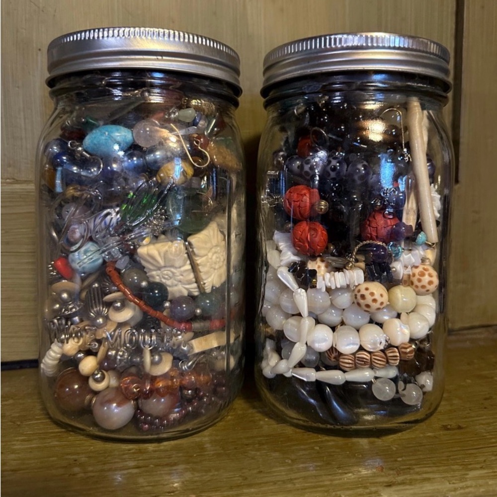 Vintage Mystery Jewelry Jar, Necklaces, Bracelets, Earrings, and More